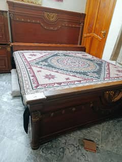 KING SIZE WOODEN BED SET, WITH MATTRESS