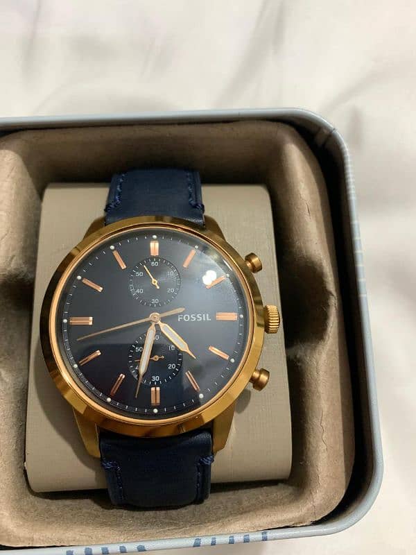 Fossil Men’s Chronograph Quartz Blue Leather Strap 1