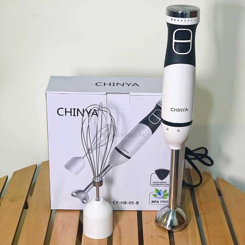 Chinya 2-in-1 Stainless Steel Hand Blender with Adjustable Speed 0