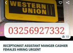 RECEPTIONIST ASSISTANT MANAGER CASHIER FEMALES HIRING