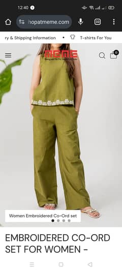 Embroidered Co-Ord Set For Women - Green