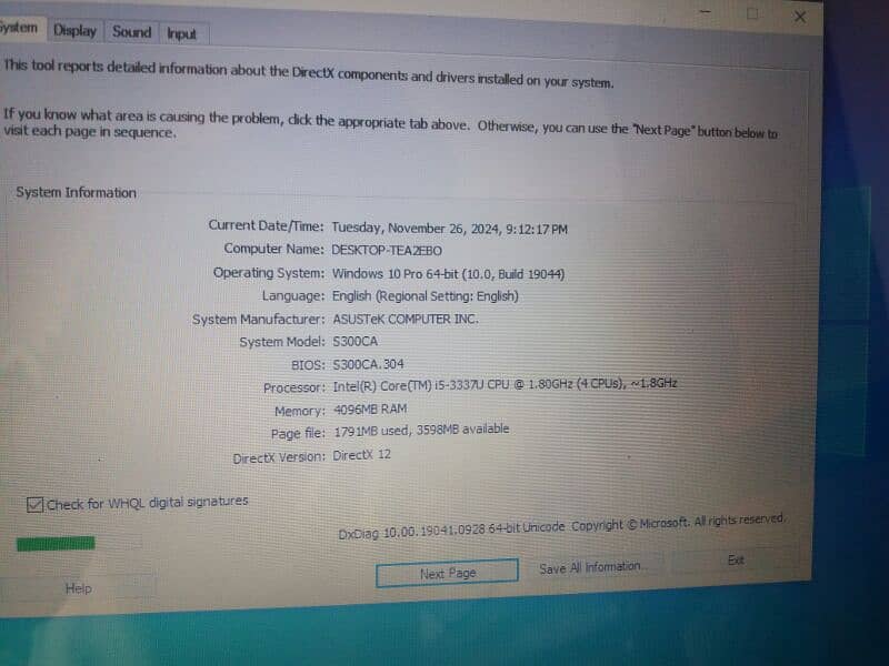 ASUS laptop  Touch supported  i5  3gen 5