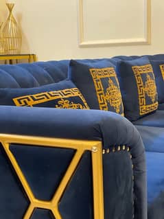 5 Month used L Shaped Royal Blue Colored 8 Seater Sofa