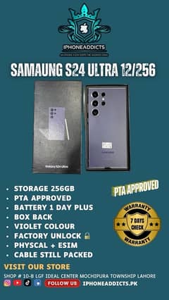 Samsung Galaxy S24 Ultra 12/256gb pta approved mobile phones