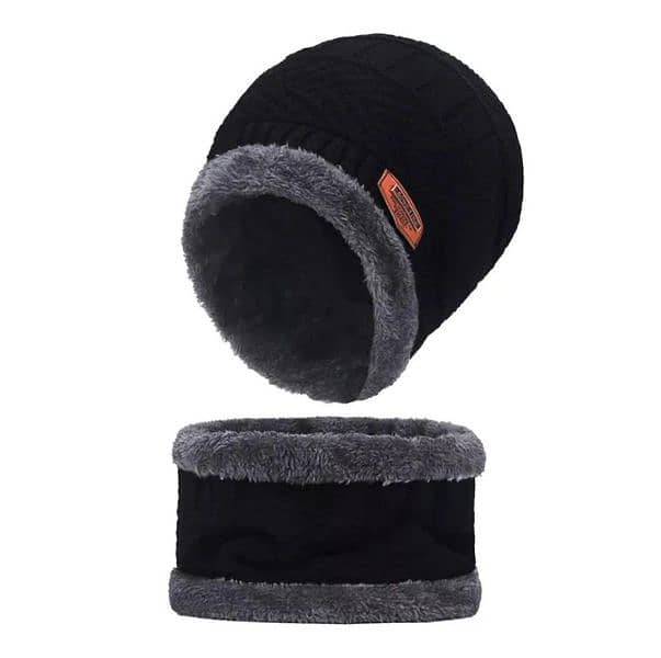 2pcs men's wool cap and neck warmer 1