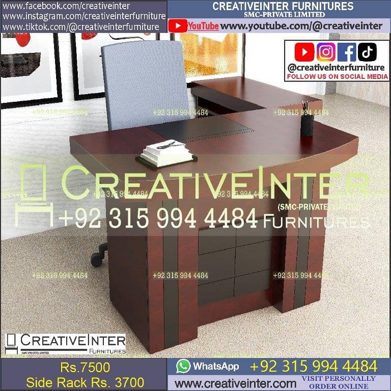 Modern Executive Office Table L Shape Desk Staff CEO Working Chair 11