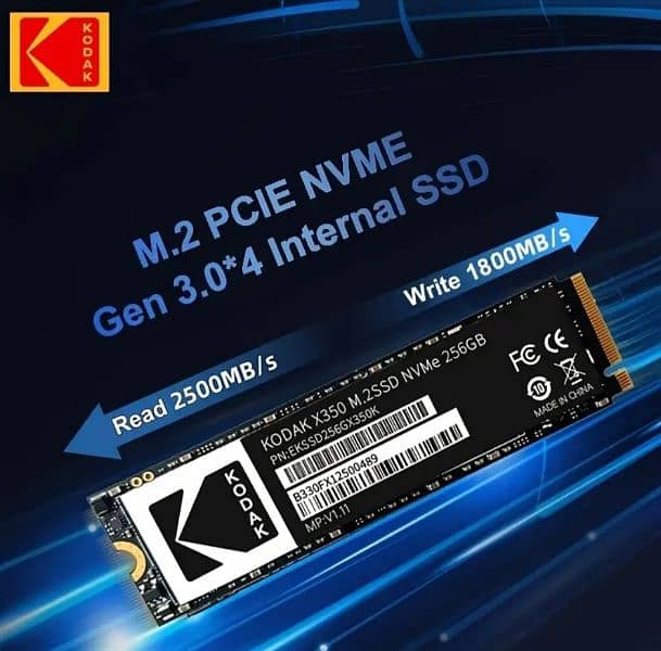 KODAK X350 Series 256GB NVMe & JEYI M. 2 NVMe to PCIe 4.0 Adapter, 1