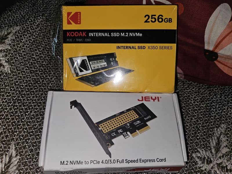 KODAK X350 Series 256GB NVMe & JEYI M. 2 NVMe to PCIe 4.0 Adapter, 0