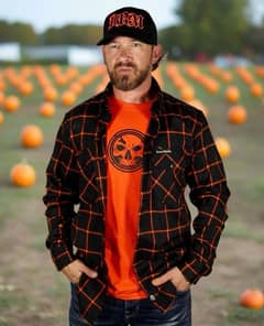 Demons Behind Me The "Torch" Black & Orange Flannel (Hidden Collars)