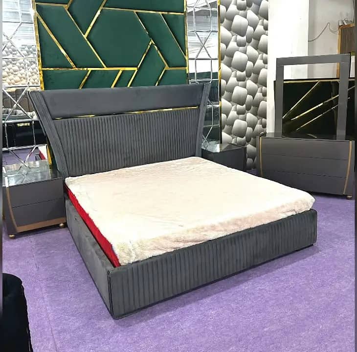 Bed/Double bed/single bed/king size bed/wood bed/poshish bed/Furniture 2