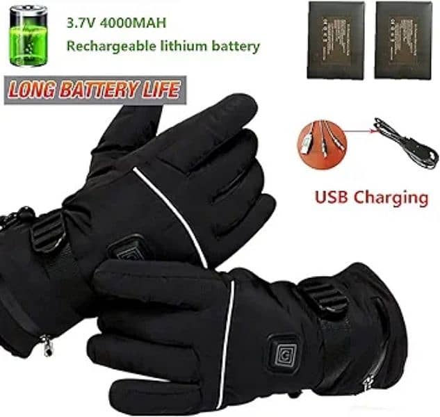 Bike Motorcycles Heated Gloves Hand Warmer battery usb rechargeable 4