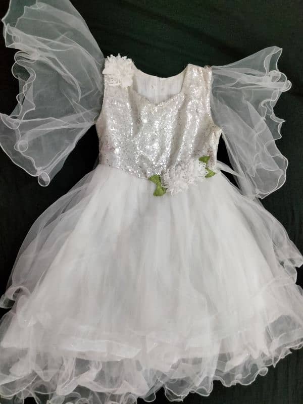 white fancy net frock urgent selling 1