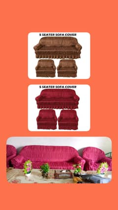 Jersey Self Textured Sofa Cover Set, 5  Seater cash on delivery