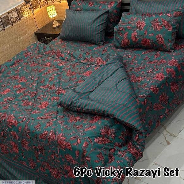 7 pcs Cotton Printed Double Bed Razai Set 0