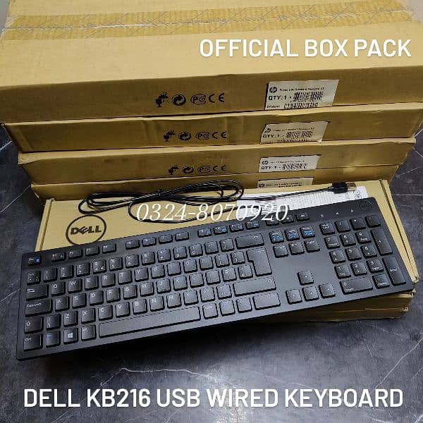 DELL KB216 USB Ultra Slim Wired Keyboard Black Latest Office Desktop 2 0