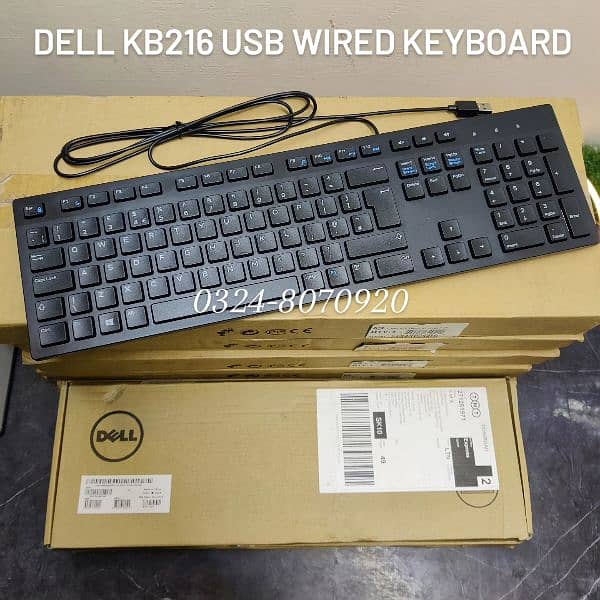 DELL KB216 USB Ultra Slim Wired Keyboard Black Latest Office Desktop 2 1