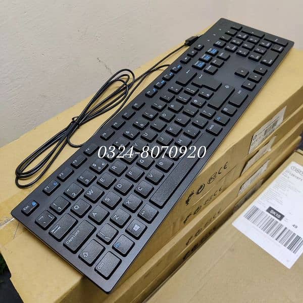 DELL KB216 USB Ultra Slim Wired Keyboard Black Latest Office Desktop 2 3