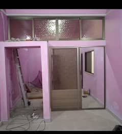 Almunium glass window partition glass doors work