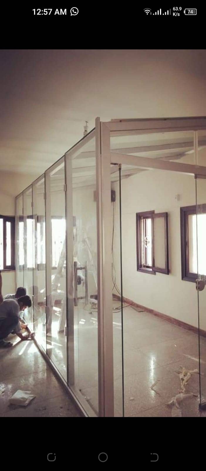 Almunium glass window partition glass doors work 11