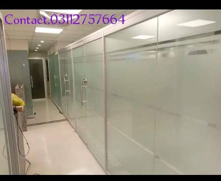 Almunium glass window partition glass doors work 13