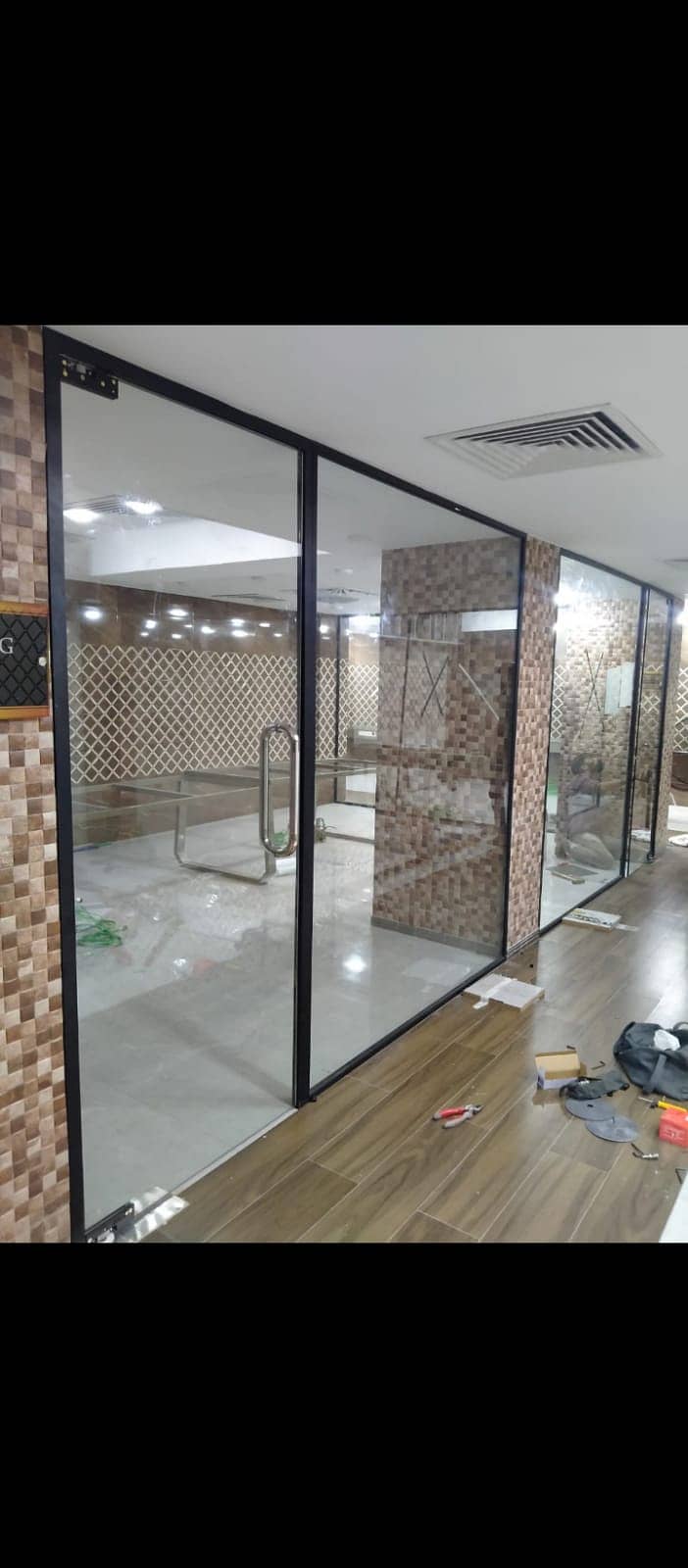 Almunium glass window partition glass doors work 14