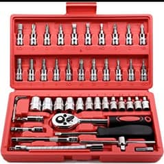 46 pcs Socket Wrench Set 1/4"Mechanic Tools Kit Bit Ratchet Sockets