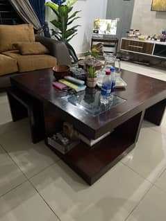 Beautiful wooden center table with 2 mini tables