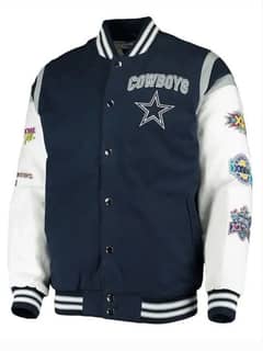 Cowboys Varsity Jacket -BLACK COLOR & WHITE/WhatsApp 03001377230