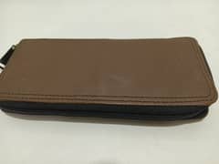 Long wallet with key ring, unisex, brown