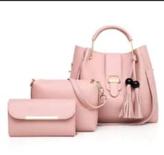 3 pcs Women's PU Leather Plain Handbag