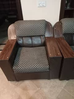 Six seater Sofa and Center glass Table for sale