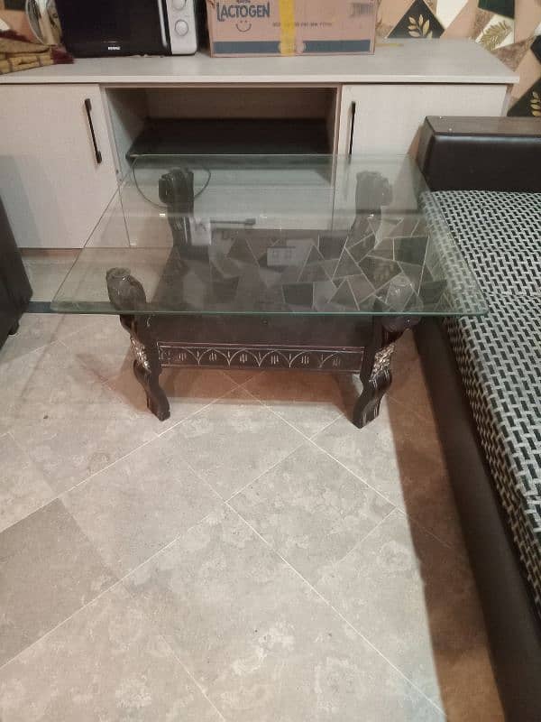 Six seater Sofa and glass table for sale 4