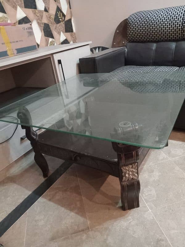 Six seater Sofa and glass table for sale 5