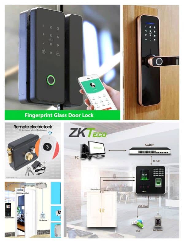 smart fingerprint handle electric door lock access control system 0