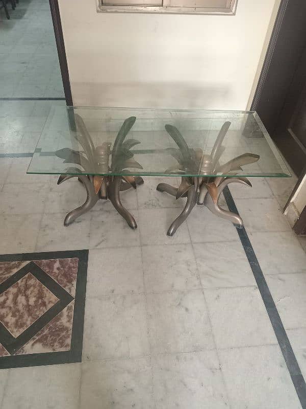 3 pieces centre table set with glass top 1