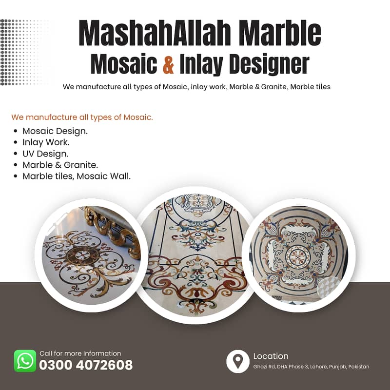 Flooring Inlay - Stairs Marbles - Inlay - Mosaic design - Marble floor 0