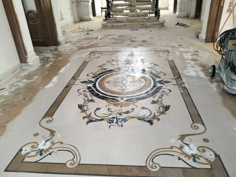 Flooring Inlay - Stairs Marbles - Inlay - Mosaic design - Marble floor 3