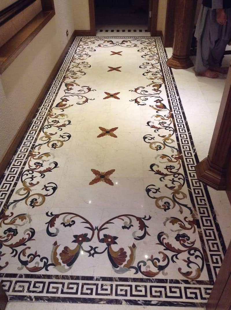 Flooring Inlay - Stairs Marbles - Inlay - Mosaic design - Marble floor 11