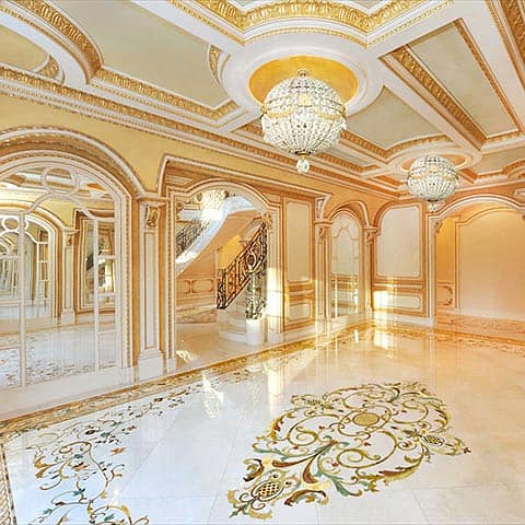 Flooring Inlay - Stairs Marbles - Inlay - Mosaic design - Marble floor 13