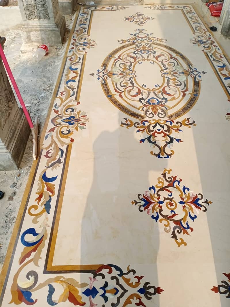 Flooring Inlay - Stairs Marbles - Inlay - Mosaic design - Marble floor 16