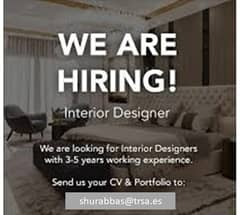 Female Interior Designer Required for50x90 new under construction home