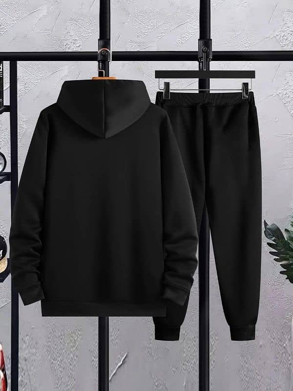 mens printed fleece hoodie tracksuit-pcs set, speed black 3