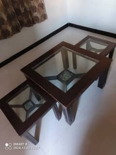 wooden center table 2 side tables