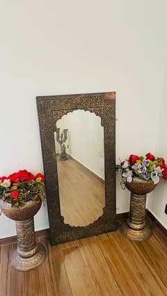 Antique Hanging Mirror with Vase