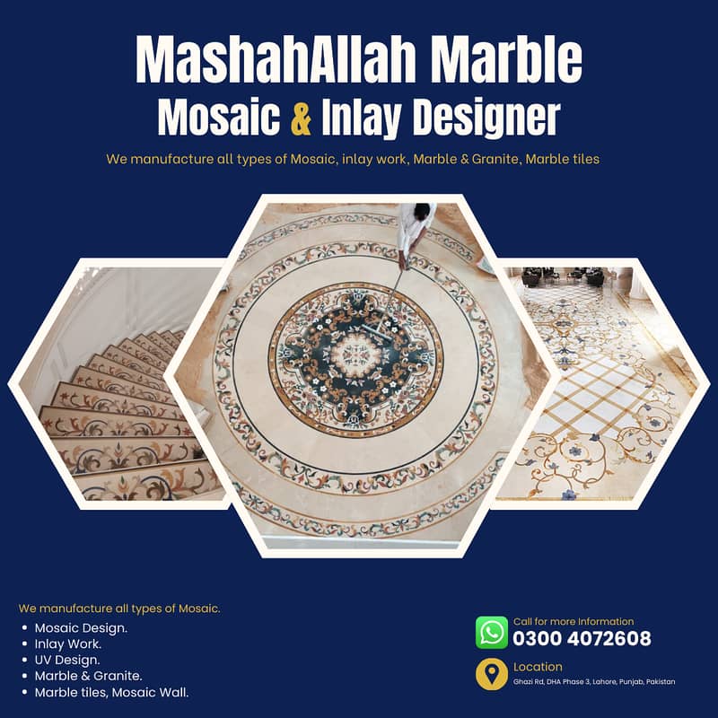 Flooring Inlay - Stairs Marbles - Inlay - Mosaic design - Marble floor 0