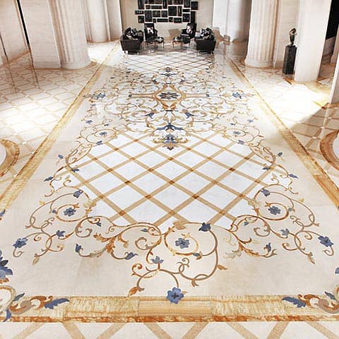 Flooring Inlay - Stairs Marbles - Inlay - Mosaic design - Marble floor 4