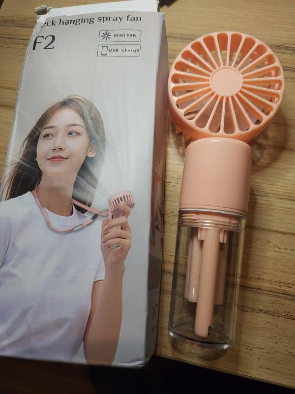 Hand Held Neck Hanging Spray Fan Charging MIni Fan 0