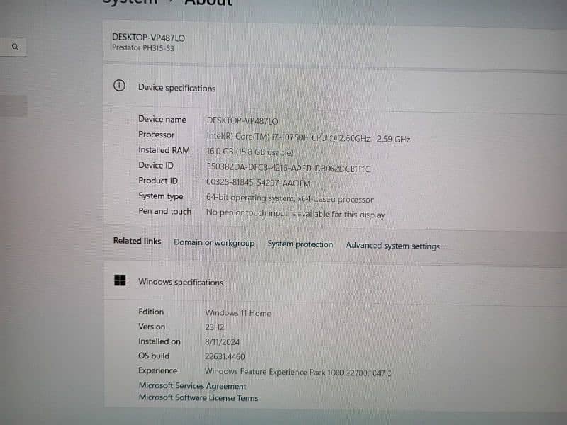 Acer Predator Helios 300 – 10th Gen Ci7 16GB RAM - 512G 9