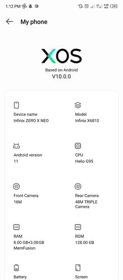 Infinix zero x neo 8 128 conditions 10/9 all ok