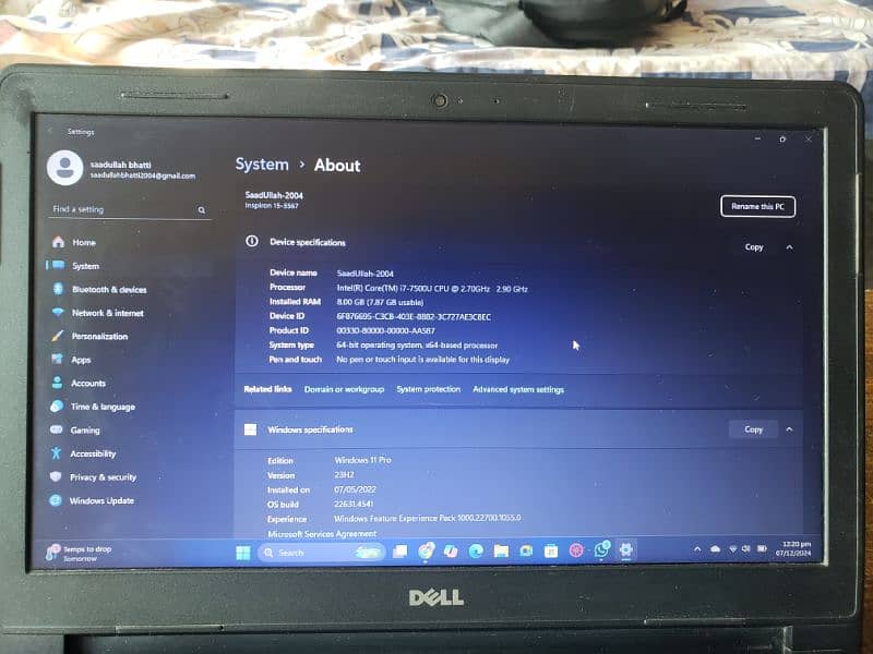 Dell Inspiron 15-3567 i7  7 Gen 8 GB RAM 5